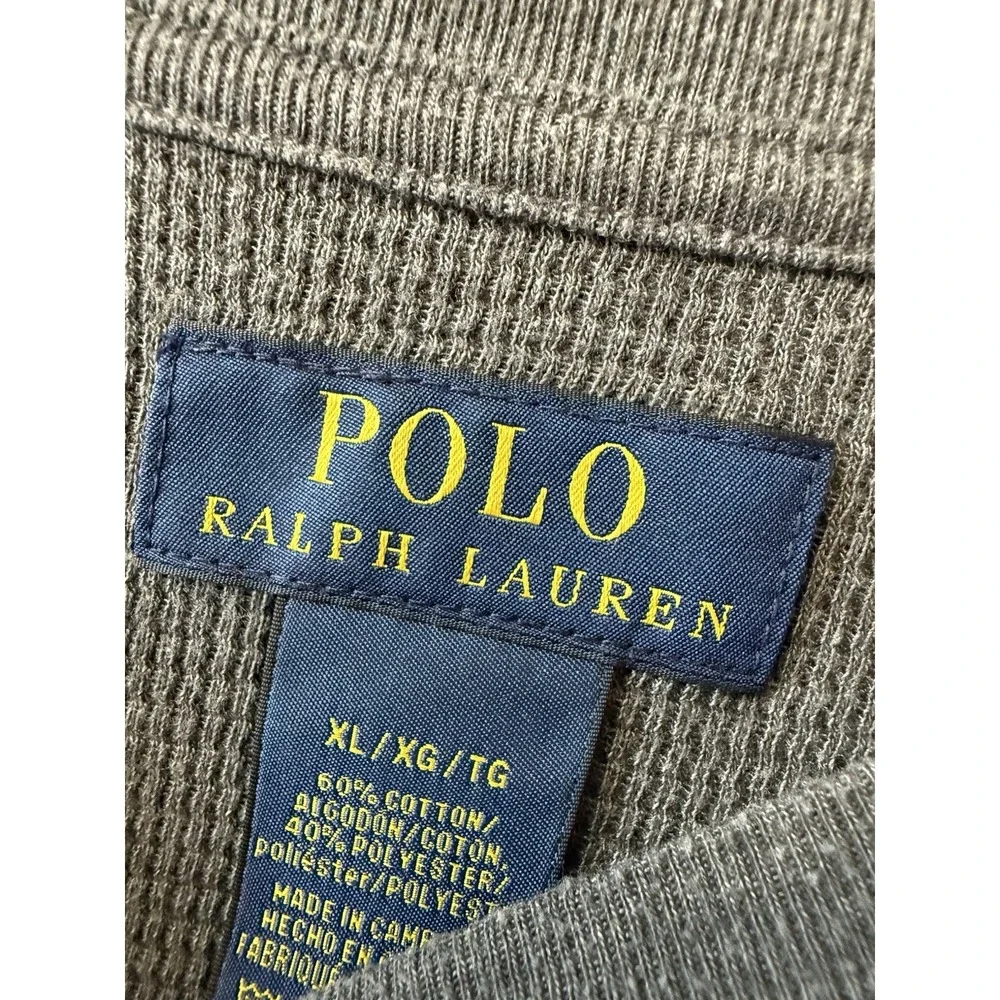 Polo‎ Ralph Lauren Thermal Waffle Knit Shirt Men's XL Gray Longsleeve R2